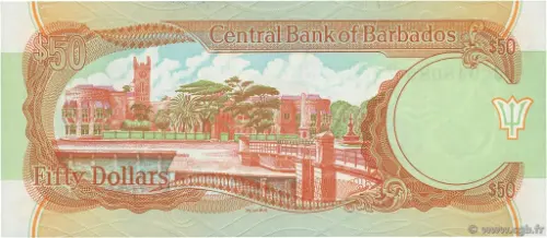 50 Barbados Dollar banknote  Front Issued 1989 Accepted For Exchange
