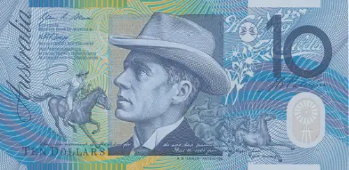 Australian 10 dollar banknote (Andrew Barton Paterson) 1993 front accepted for exchange
