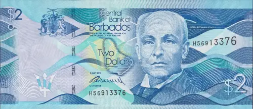 2 Barbadian Dollar Banknote (Morgan Lewis Windmill)  Issued 2013 Front Accepted For Exchange