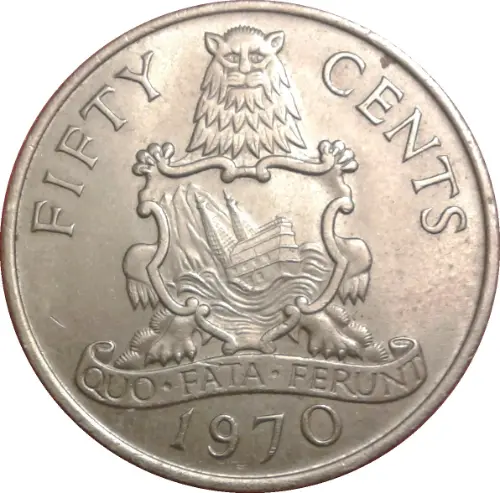 50 Cent Bermuda Dollar Coin Issued 1970 Front Accepted For Exchange