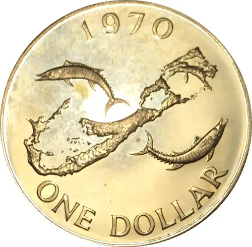 1 Bermuda Dollar Coin Issued 1970 Front Accepted For Exchange