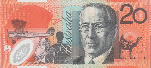 Australian 20 dollar Mary Reibey banknote 2002 front accepted for exchange