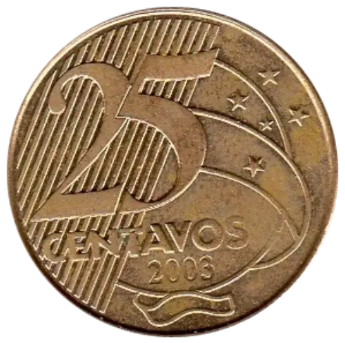 25 Brazil Centavo Coin Front First Issued 1998 Accepted For Exchange