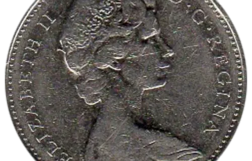 5 Canadian Cent (Nickel) Coin Front First Issued 1922 Accepted For Exchange