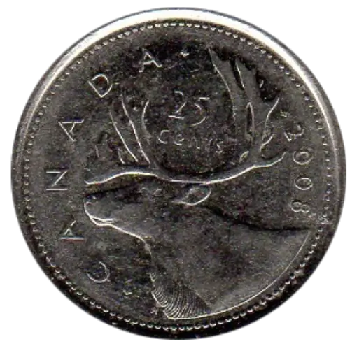 25 Cent (Quarter) Canadian Dollar Coin Front First Issued 1908 Accepted For Exchange