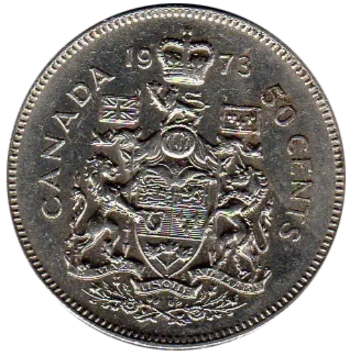 50 Cent (Half Dollar) Canadian Dollar Coin Front First Issued 1908 Accepted For Exchange