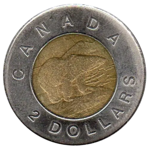 2 Canadian Dollar (Toonie) Coin Front Issued 1996 Accepted For Exchange