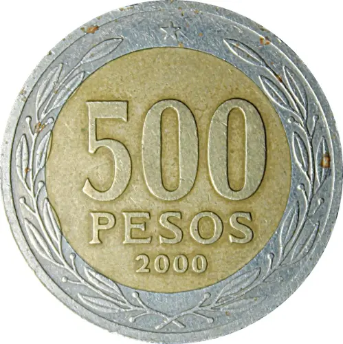 500 Chilean Peso Coin Issued 2000 Front Accepted For Exchange