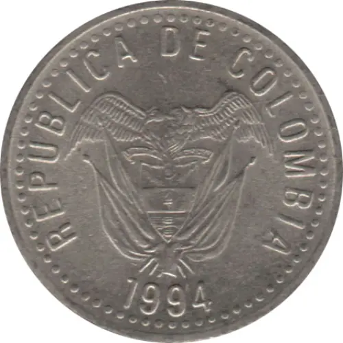 10 Colombian Peso Coin Front Issued 1989 Accepted For Exchange