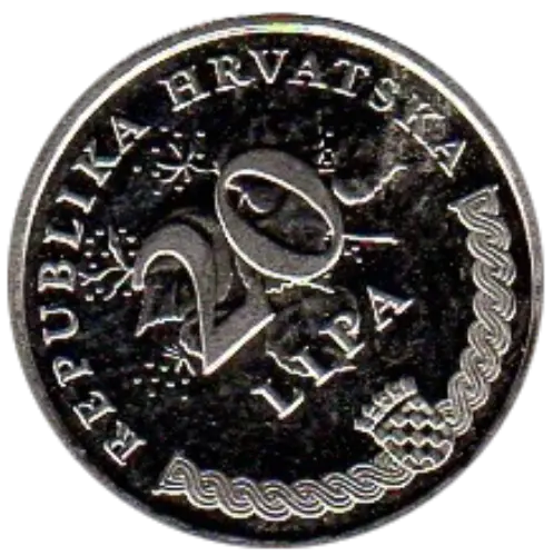 20 Lipa Croatian Kuna Coin Issued 1993 Front Accepted For Exchange
