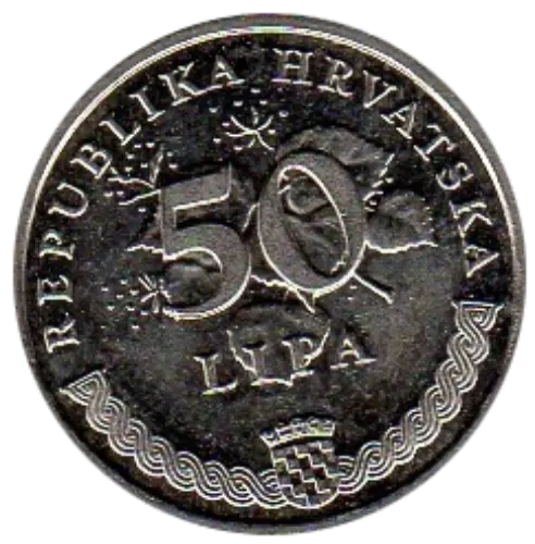 50 Lipa Croatian Kuna Coin Issued 1993 Front Accepted For Exchange