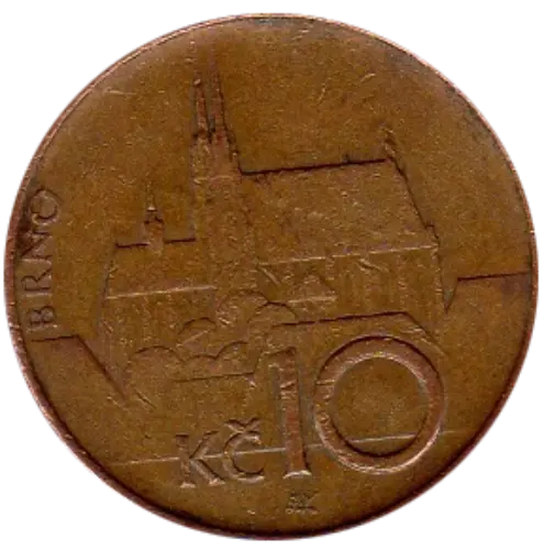 10 Czech Koruna Coin First Issued 1993 Front Accepted For exchange