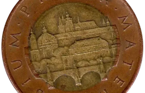 50 Czech Koruna Coin First Issued 1993 Front Accepted For exchange