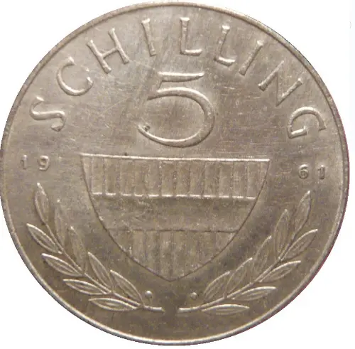 5 Austrian Schilling Coin front side 1968 accepted for exchange