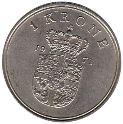 1 Danish Krone Old First Issued 1973 Front Accepted For Exchange