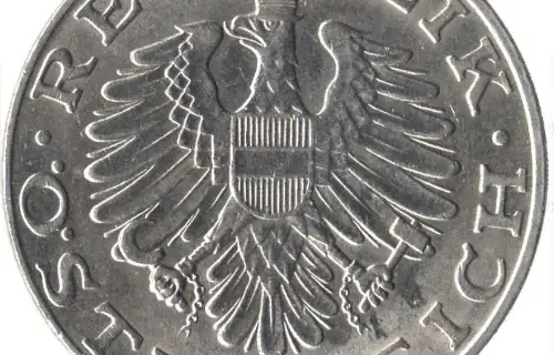 10 Austrian Schilling Coin Front 1974 accepted for exchange