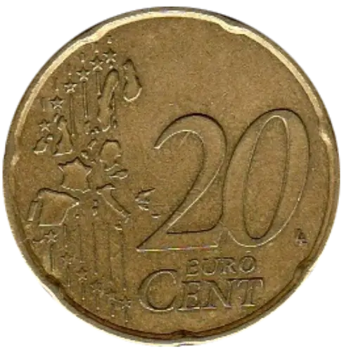 20 Euro Cent Coin First Issued 2002 Front Accepted For Exchange