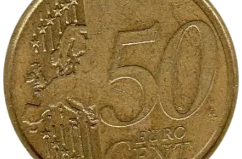 50 Euro Cent Coin First Issued 2002 Front Accepted For Exchange
