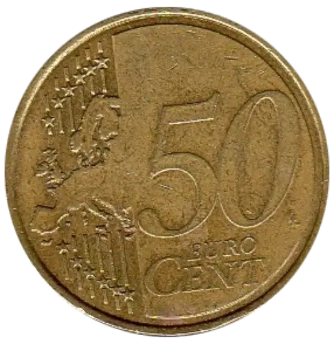 50 Euro Cent Coin First Issued 2002 Front Accepted For Exchange