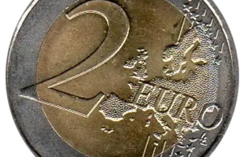2 Euro Coin First Issued 2002 Front Accepted For Exchange