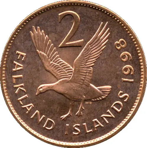2 Falkland Penny Coin First Issued 1974 Front Accepted For Exchange