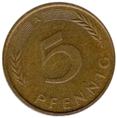 5 Pfennig German Coin First Issued 1949 Front Accepted For Exchange