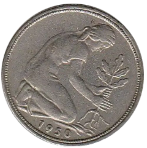50 Pfennig German Coin First Issued 1949 Front Accepted For Exchange