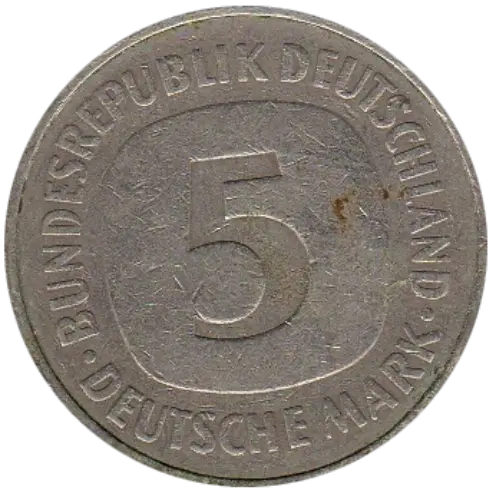 5 German Deutsche Mark Coin First Issued 1951 Front Accepted For Exchange