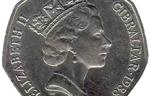 50 Pence Gibraltar Coin First Issued 1997 Obverse Accepted For Exchange