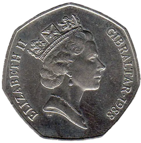 50 Pence Gibraltar Coin First Issued 1997 Obverse Accepted For Exchange
