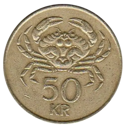 50 Icelandic Kronur Coin First Issued 1987 Front Accepted For Exchange