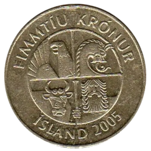 50 Icelandic Kronur Coin First Issued 1987 Front Accepted For Exchange