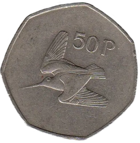 50 Irish Pence Coin First Issued 1970 Front Accepted For Exchange