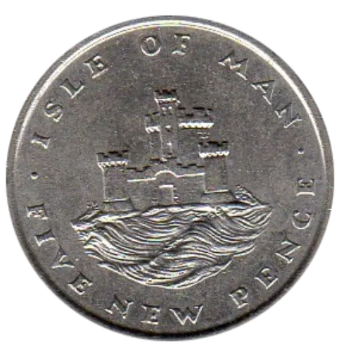 5 Pence Isle of Man Coin First Issued 1971 Front Accepted For Exchange