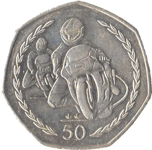 50 Pence Isle of Man Coin First Issued 1997 Front Accepted For Exchange