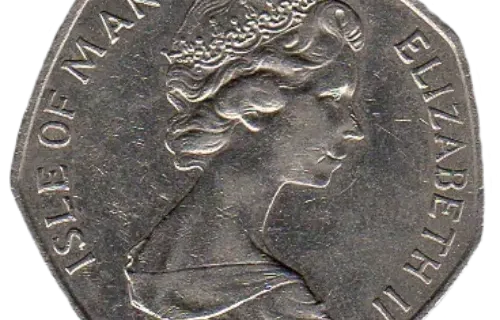 50 Pence Isle of Man Coin First Issued 1997 Front Accepted For Exchange
