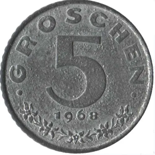 5 Austrian Groschen Front Side 1948 accepted for exchange