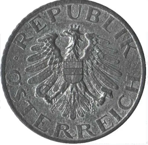 5 Austrian Groschen Front Side 1948 accepted for exchange