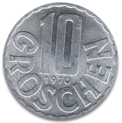 10 Austrian Groschen Front Side 1951 accepted for exchange