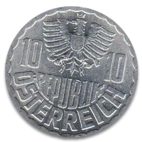 10 Austrian Groschen Front Side 1951 accepted for exchange