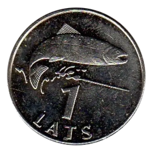 1 Latvian Lat Coin First Issued 1992 Obverse Side Accepted For Exchange