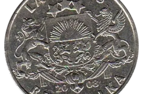 1 Latvian Lat Coin First Issued 1992 Obverse Side Accepted For Exchange