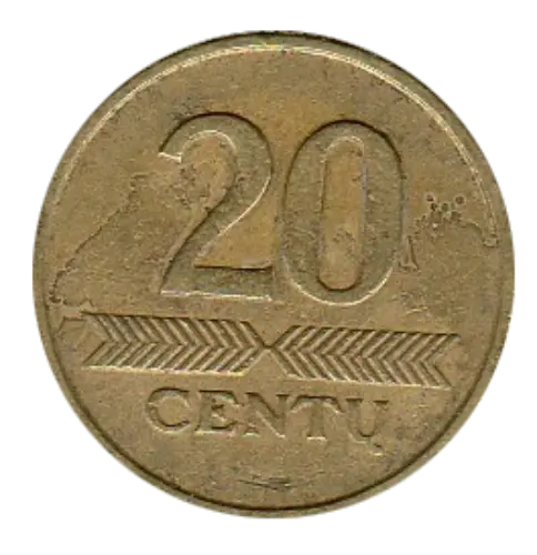 Lithuania 20 Centu Coin First Issued 1998 Front Accepted For Exchange