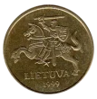 Lithuania 50 Centu Coin First Issued 1998 Front Accepted For Exchange