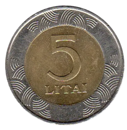 Lithuania 5 Litai Coin First Issued 1998 Front Accepted For Exchange