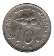 10 Sen Malaysian Coin (Second Edition) Obverse Issued 1989 Accepted For Exchange