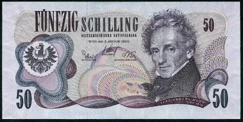 Austrian 50 Schilling (Ferdinand Raimund) Front Accepted for Exchange 1970