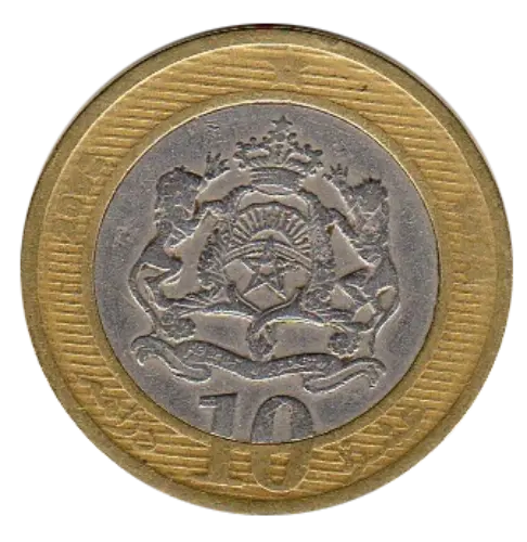 10 Moroccan Dirham Coin Issued 2002 Obverse Accepted For Exchange