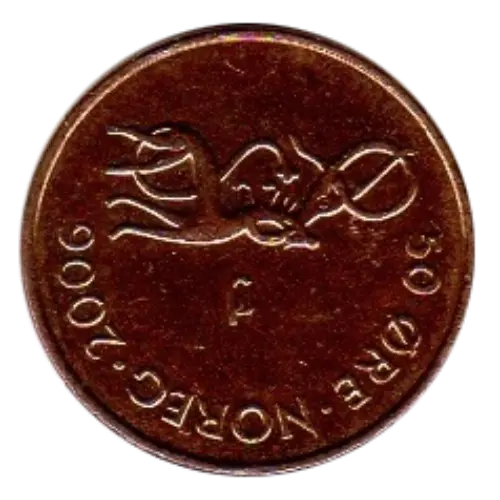50 Ore Norwegian Coin Obverse First Issued 1994 Accepted For Exchange