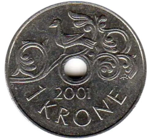 1 Norwegian Krone Coin Obverse First Issued 1997 Accepted For Exchange